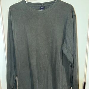 Lands End Forest Green Long Sleeve T Shirt Size Large 100% Cotton